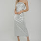 Holly Metallic Bandeau Dress In Silver - The Walk in Wardrobe