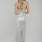 Holly Metallic Bandeau Dress In Silver - The Walk in Wardrobe