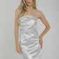 Holly Metallic Bandeau Dress In Silver - The Walk in Wardrobe