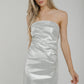 Holly Metallic Bandeau Dress In Silver - The Walk in Wardrobe