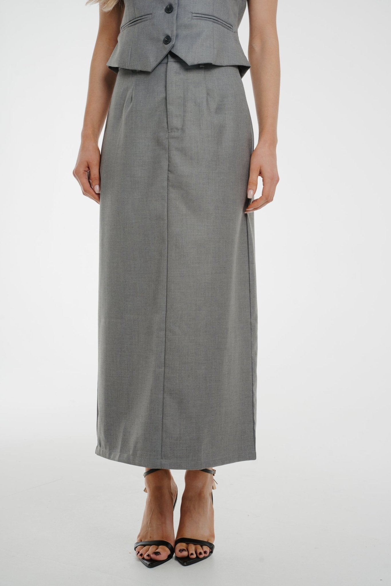 Holly Midi Skirt In Grey - The Walk in Wardrobe