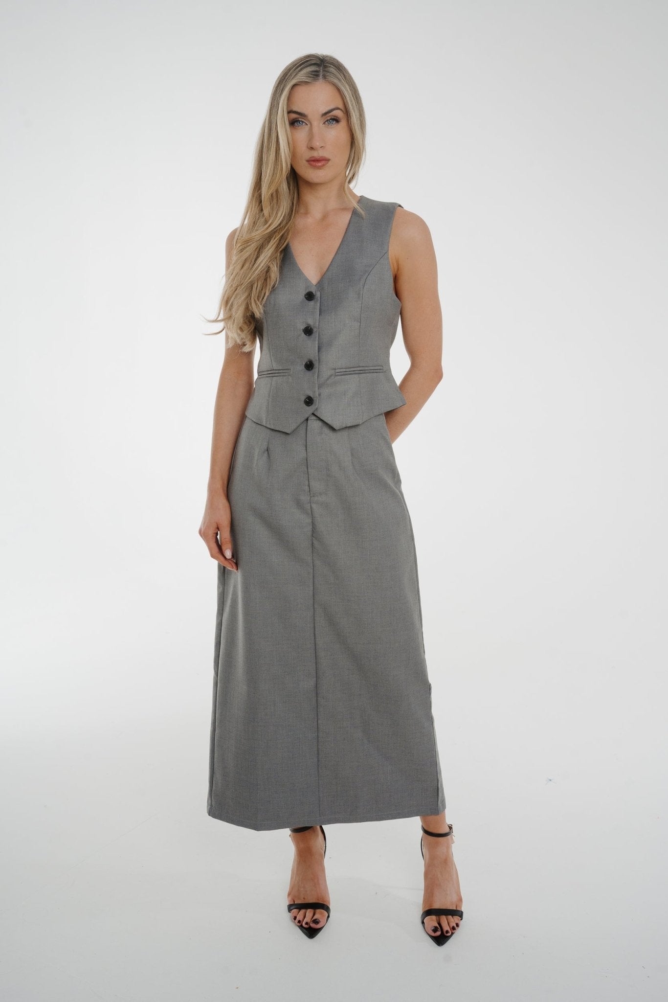Holly Midi Skirt In Grey - The Walk in Wardrobe