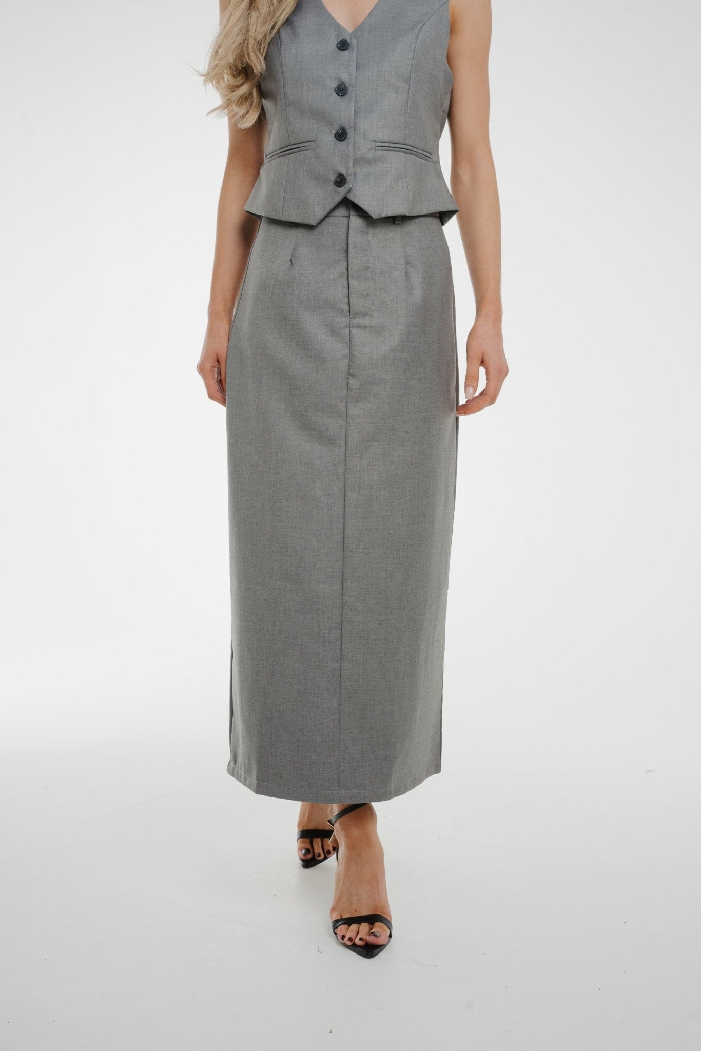 Holly Midi Skirt In Grey - The Walk in Wardrobe