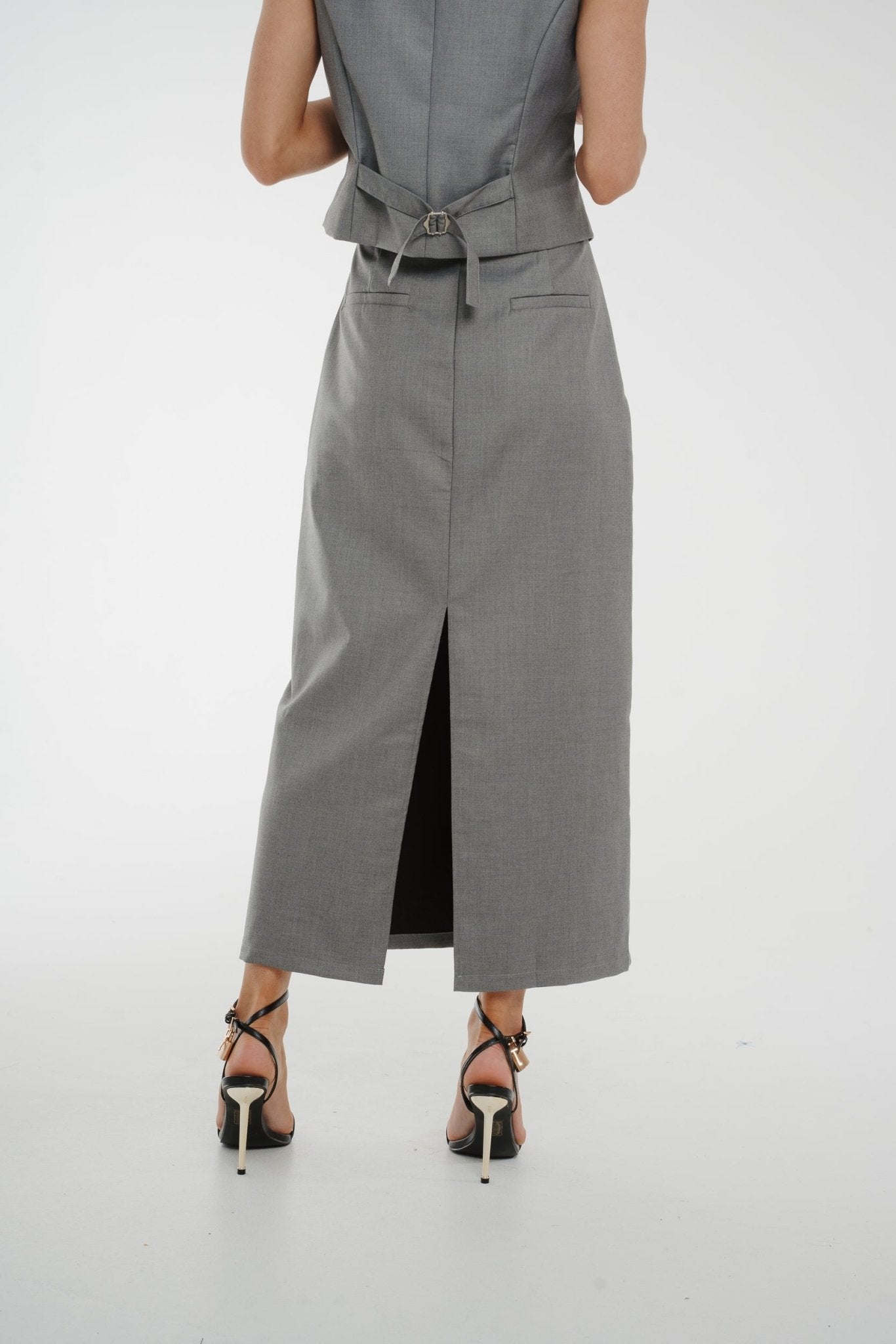 Holly Midi Skirt In Grey - The Walk in Wardrobe