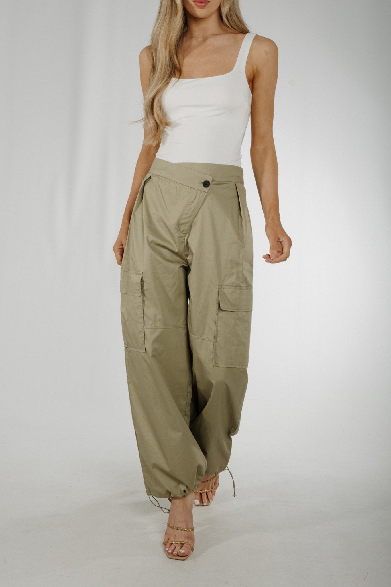 Holly Parachute Trousers In Khaki - The Walk in Wardrobe