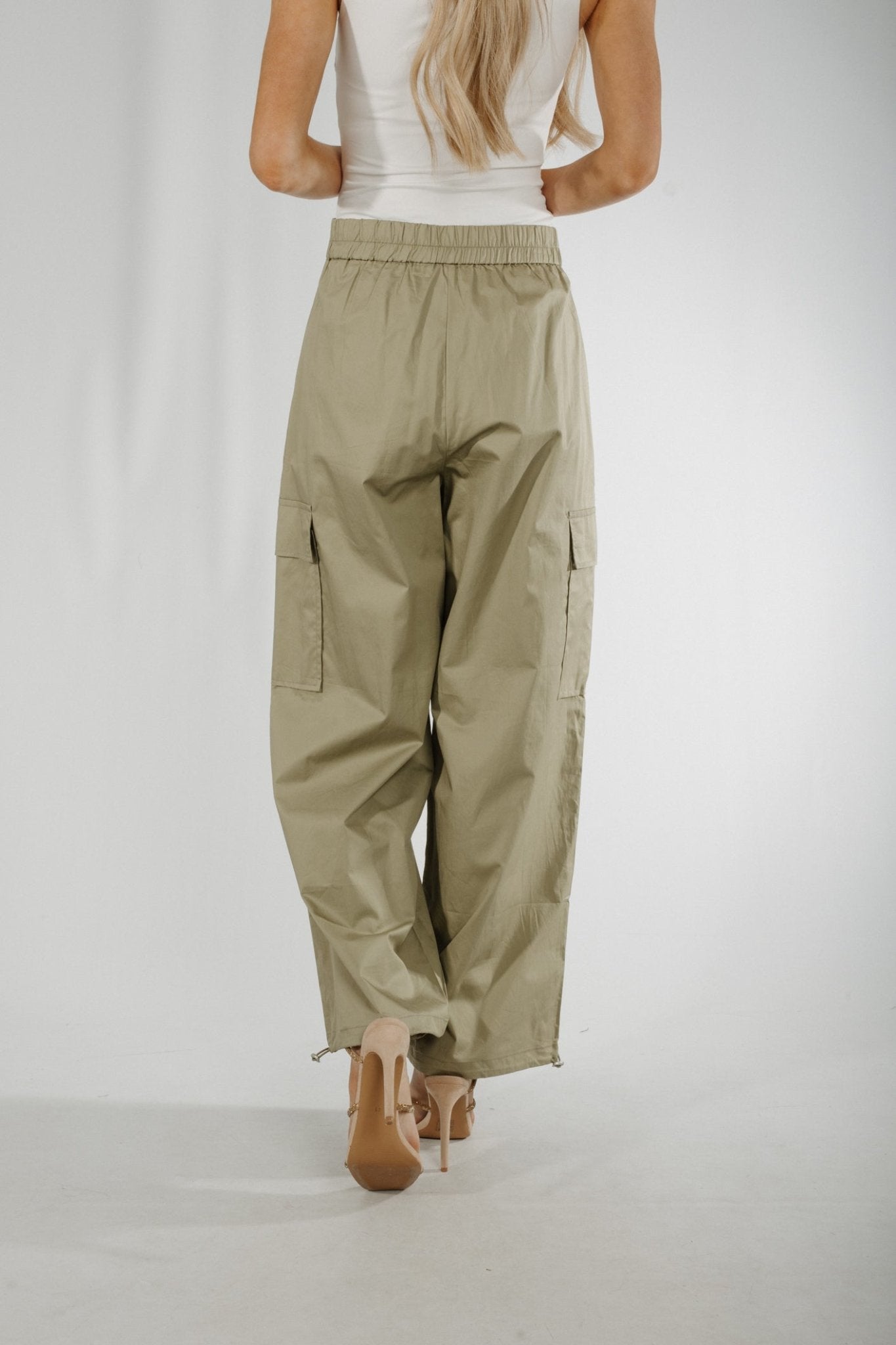 Holly Parachute Trousers In Khaki - The Walk in Wardrobe