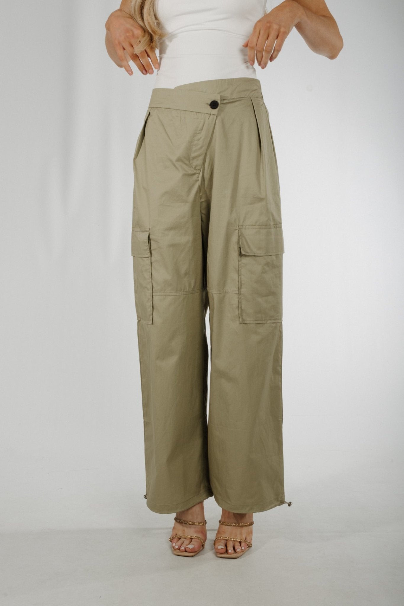 Holly Parachute Trousers In Khaki - The Walk in Wardrobe