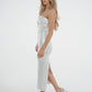 Iris Metallic Bandeau Dress In Silver - The Walk in Wardrobe