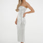 Iris Metallic Bandeau Dress In Silver - The Walk in Wardrobe