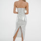 Iris Metallic Bandeau Dress In Silver - The Walk in Wardrobe