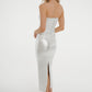 Iris Metallic Bandeau Dress In Silver - The Walk in Wardrobe