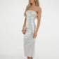 Iris Metallic Bandeau Dress In Silver - The Walk in Wardrobe
