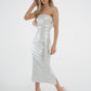 Iris Metallic Bandeau Dress In Silver - The Walk in Wardrobe