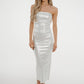 Iris Metallic Bandeau Dress In Silver - The Walk in Wardrobe