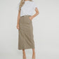 Ivy Midi Skirt In Khaki - The Walk in Wardrobe