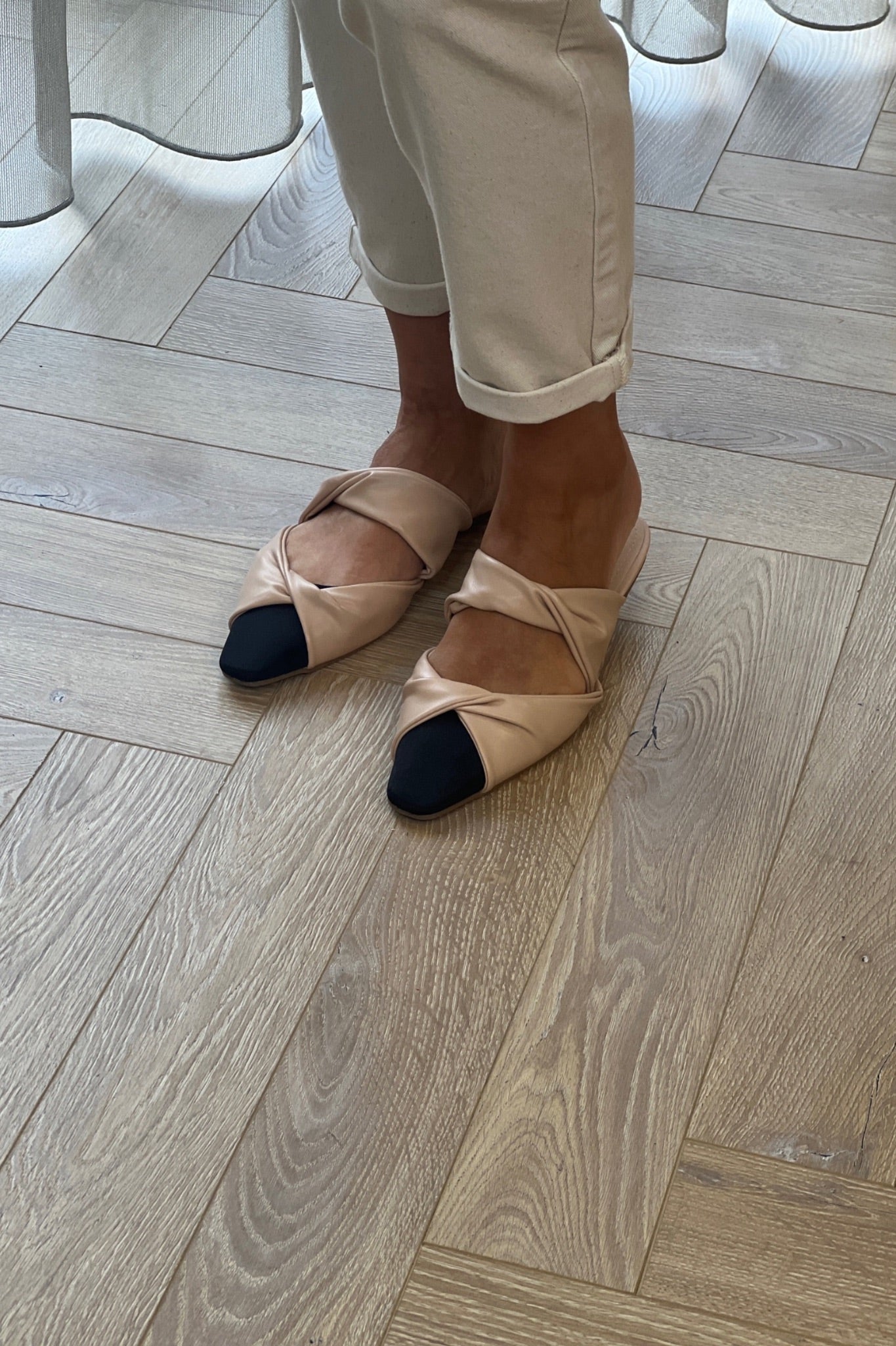 Izzy Black Toe Slip On In Neutral - The Walk in Wardrobe