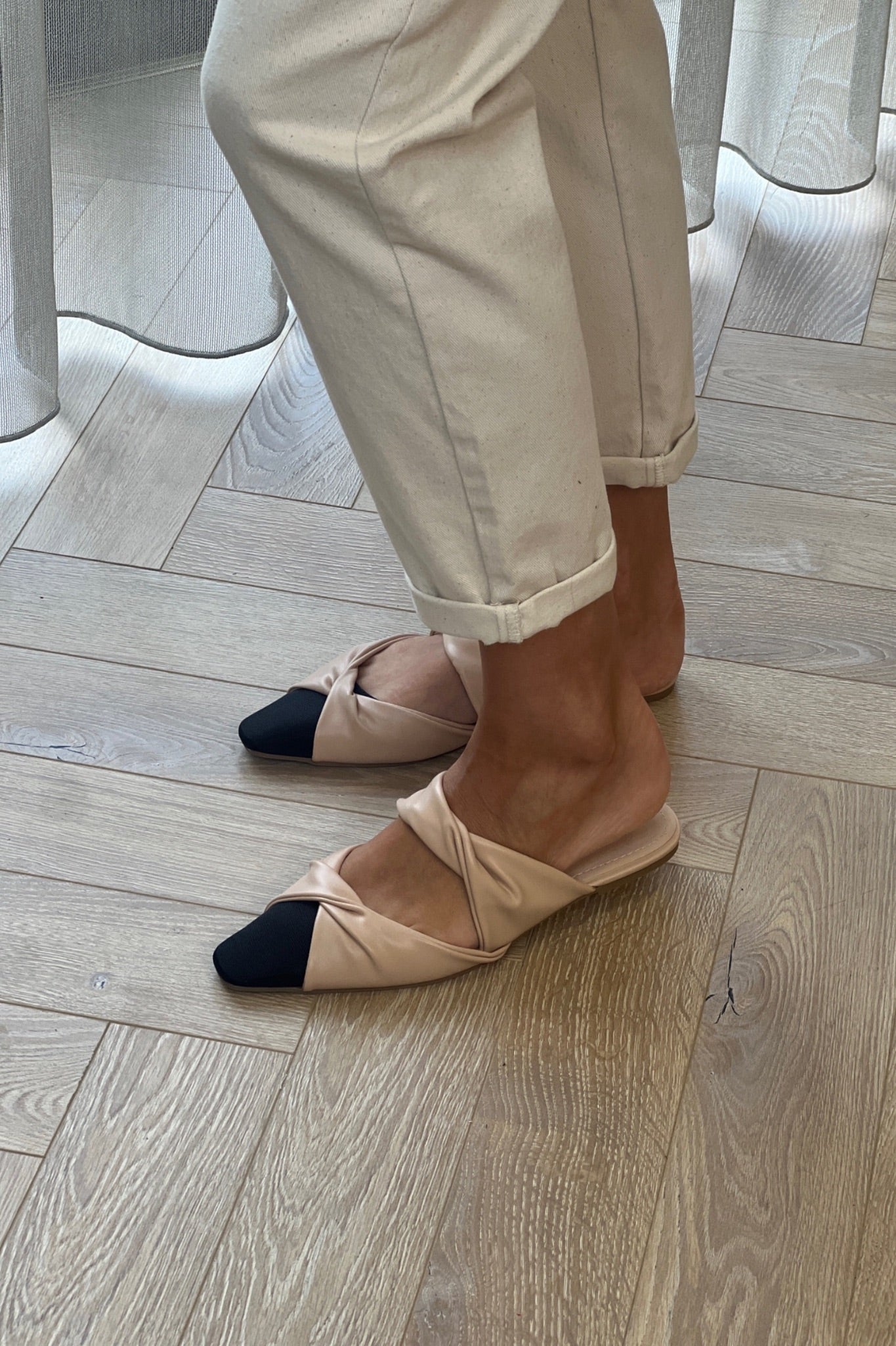 Izzy Black Toe Slip On In Neutral - The Walk in Wardrobe