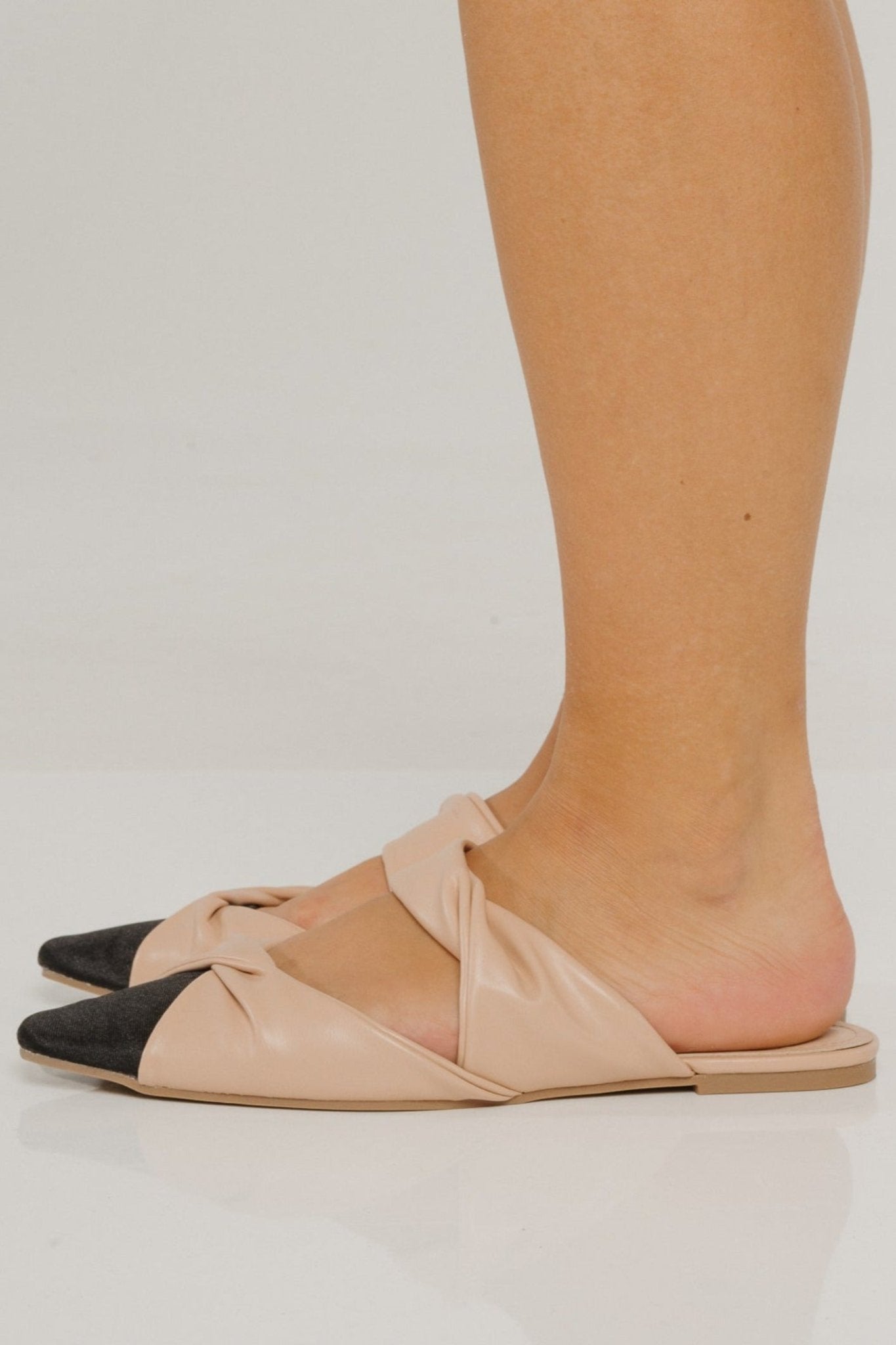 Izzy Black Toe Slip On In Neutral - The Walk in Wardrobe