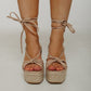 Izzy Tie Detail Wedge In Neutral - The Walk in Wardrobe