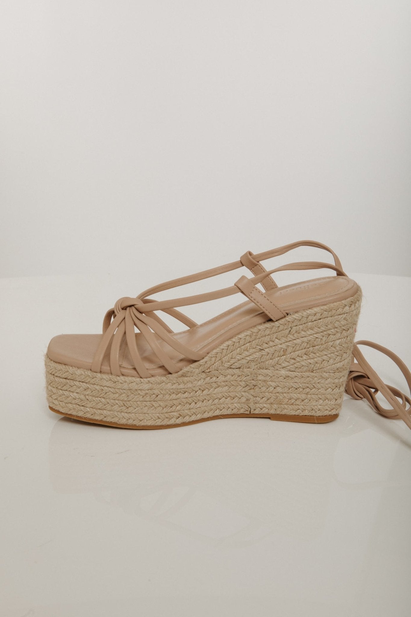 Izzy Tie Detail Wedge In Neutral - The Walk in Wardrobe