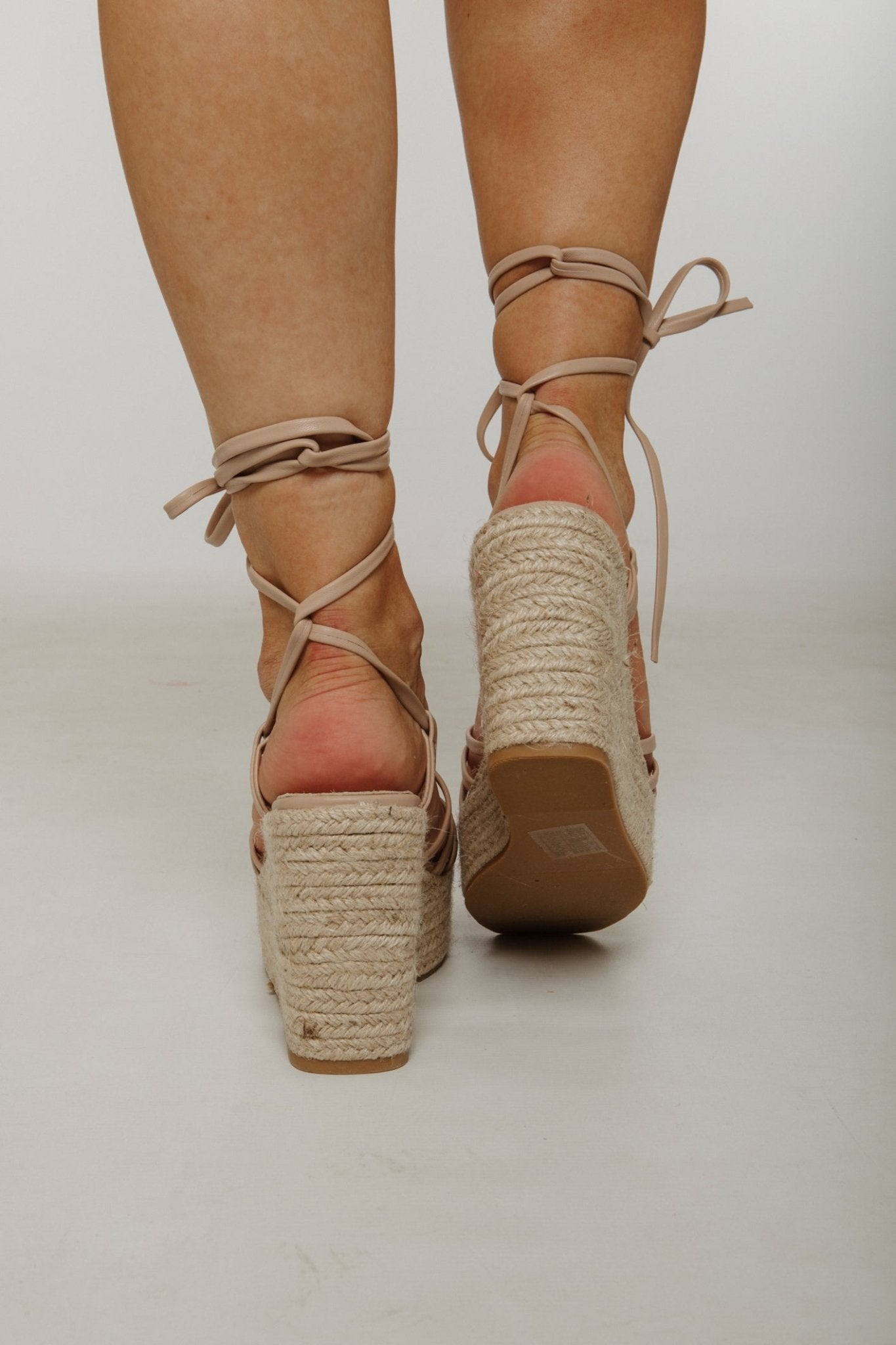Izzy Tie Detail Wedge In Neutral - The Walk in Wardrobe