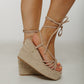 Izzy Tie Detail Wedge In Neutral - The Walk in Wardrobe