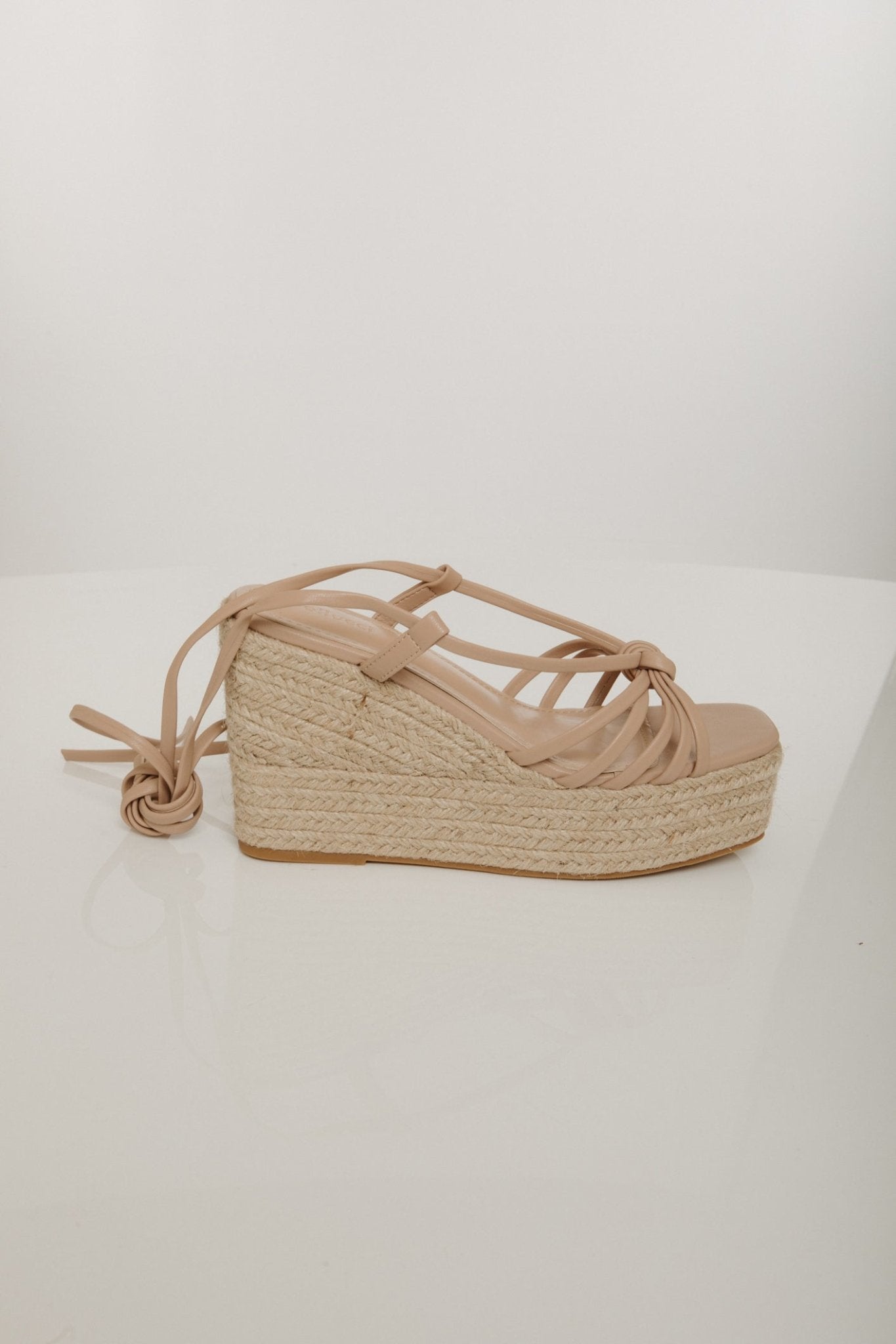 Izzy Tie Detail Wedge In Neutral - The Walk in Wardrobe