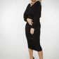 Jade Batwing Sleeve Ruched Dress In Black - The Walk in Wardrobe