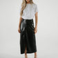 Jane Faux Leather Midi Skirt In Black - The Walk in Wardrobe