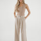 Jane Pleat Front Trouser In Neutral - The Walk in Wardrobe