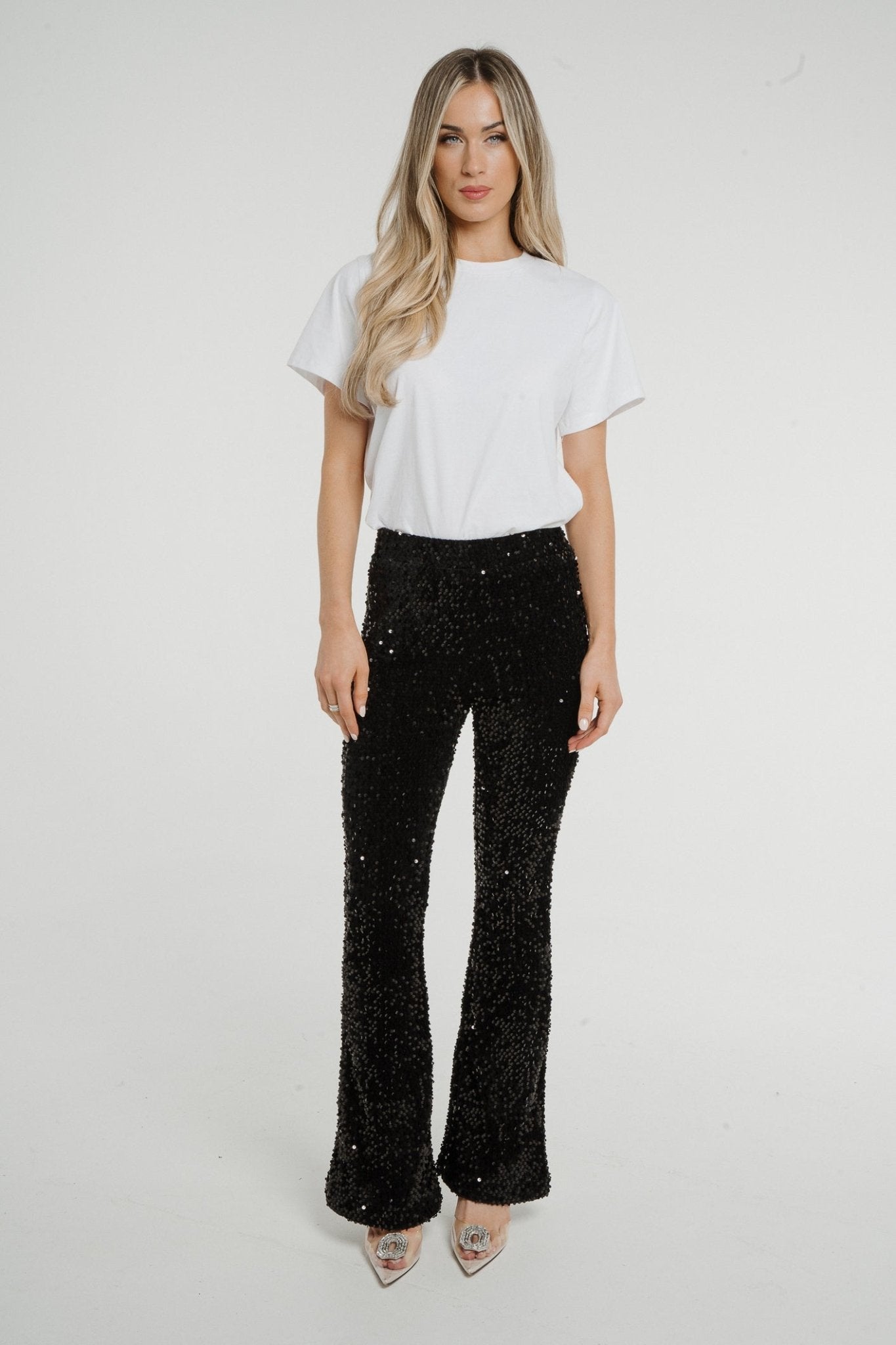 Jane Sequin Trouser In Black - The Walk in Wardrobe