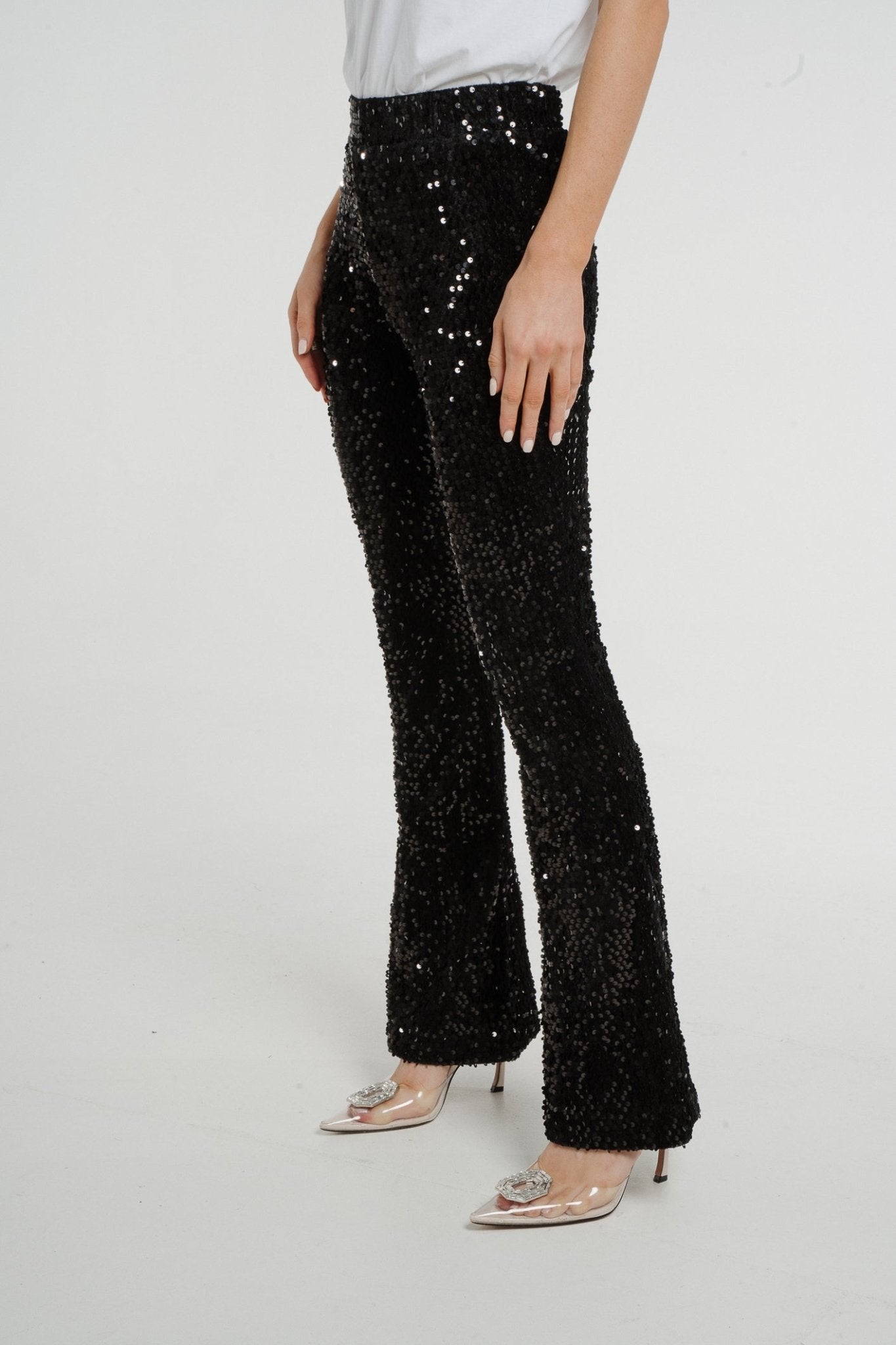 Jane Sequin Trouser In Black - The Walk in Wardrobe