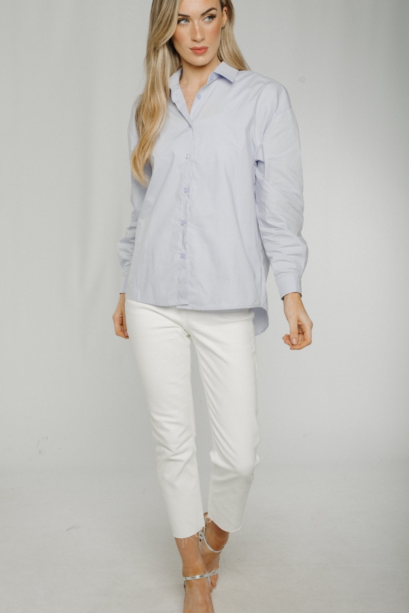 Jane Slogan Shirt In Blue - The Walk in Wardrobe