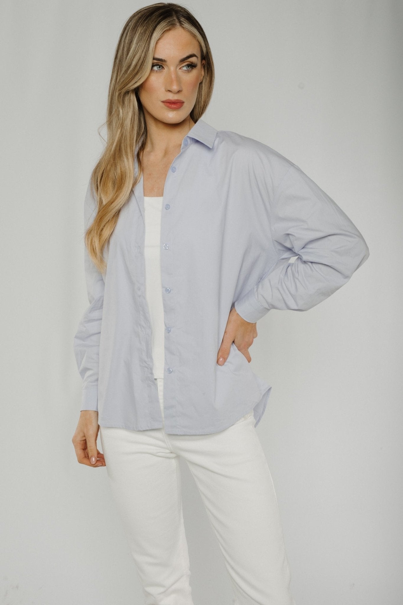 Jane Slogan Shirt In Blue - The Walk in Wardrobe