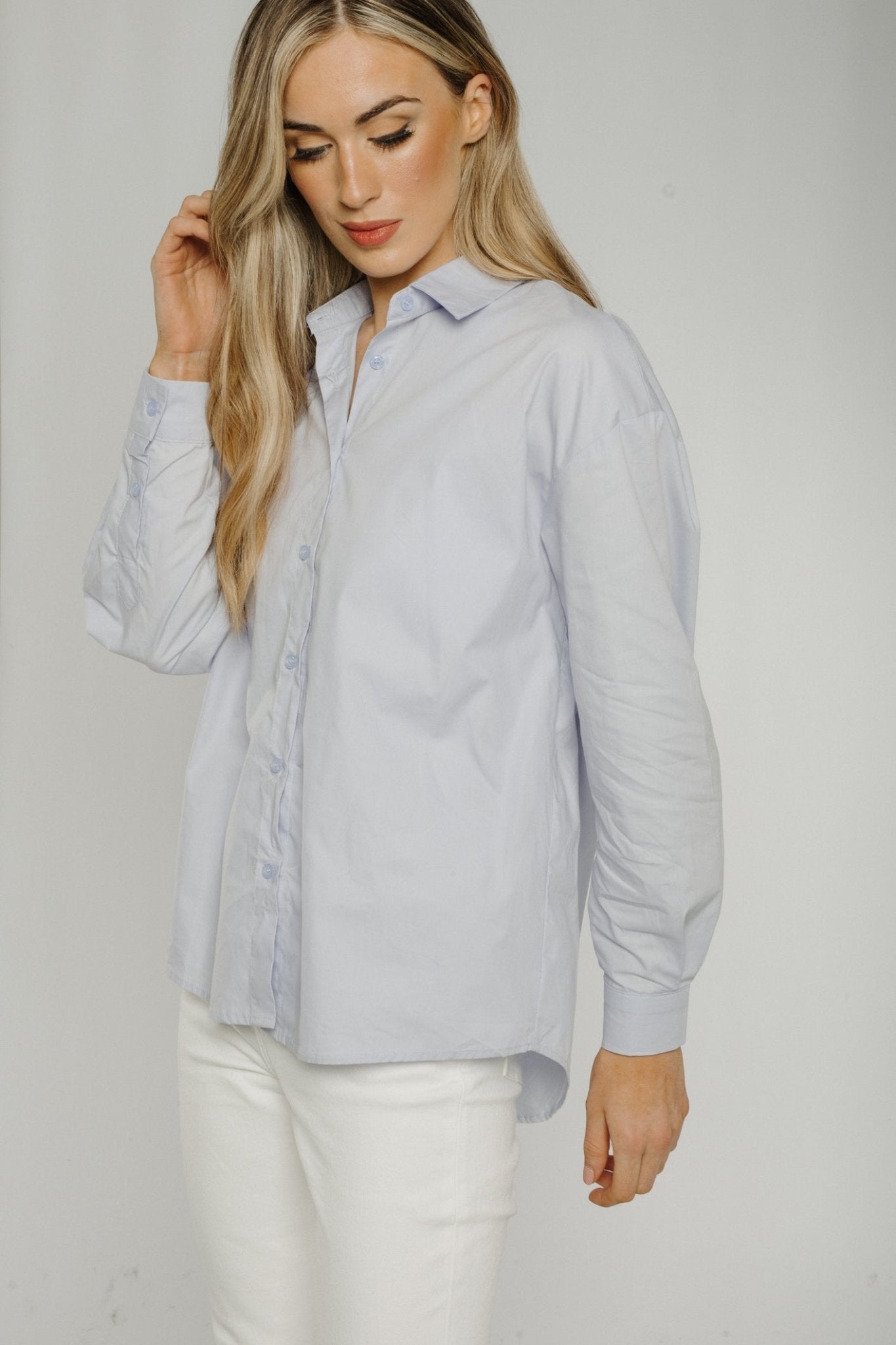 Jane Slogan Shirt In Blue - The Walk in Wardrobe