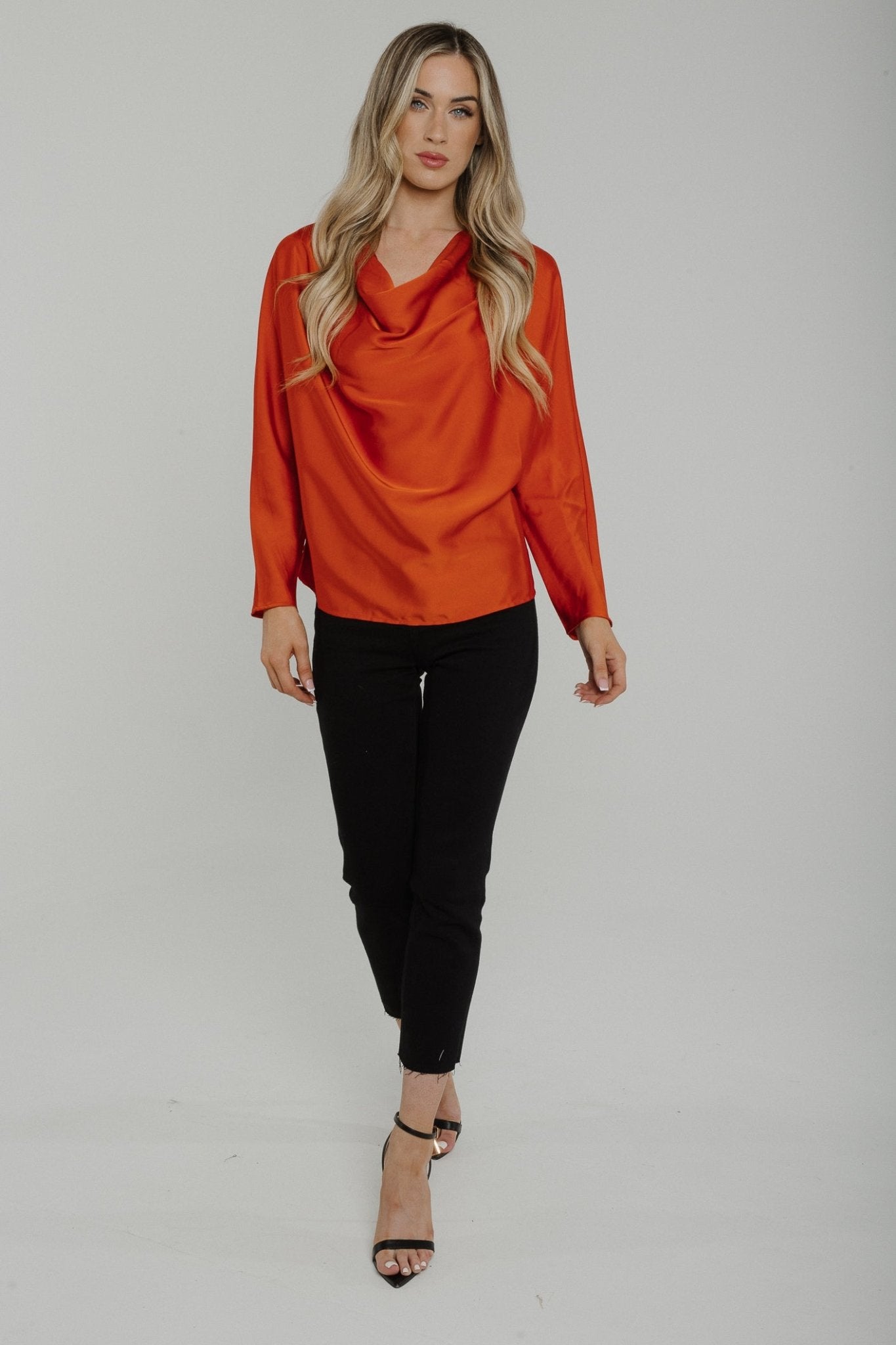Jasmine Cowl Neck Blouse In Rust - The Walk in Wardrobe