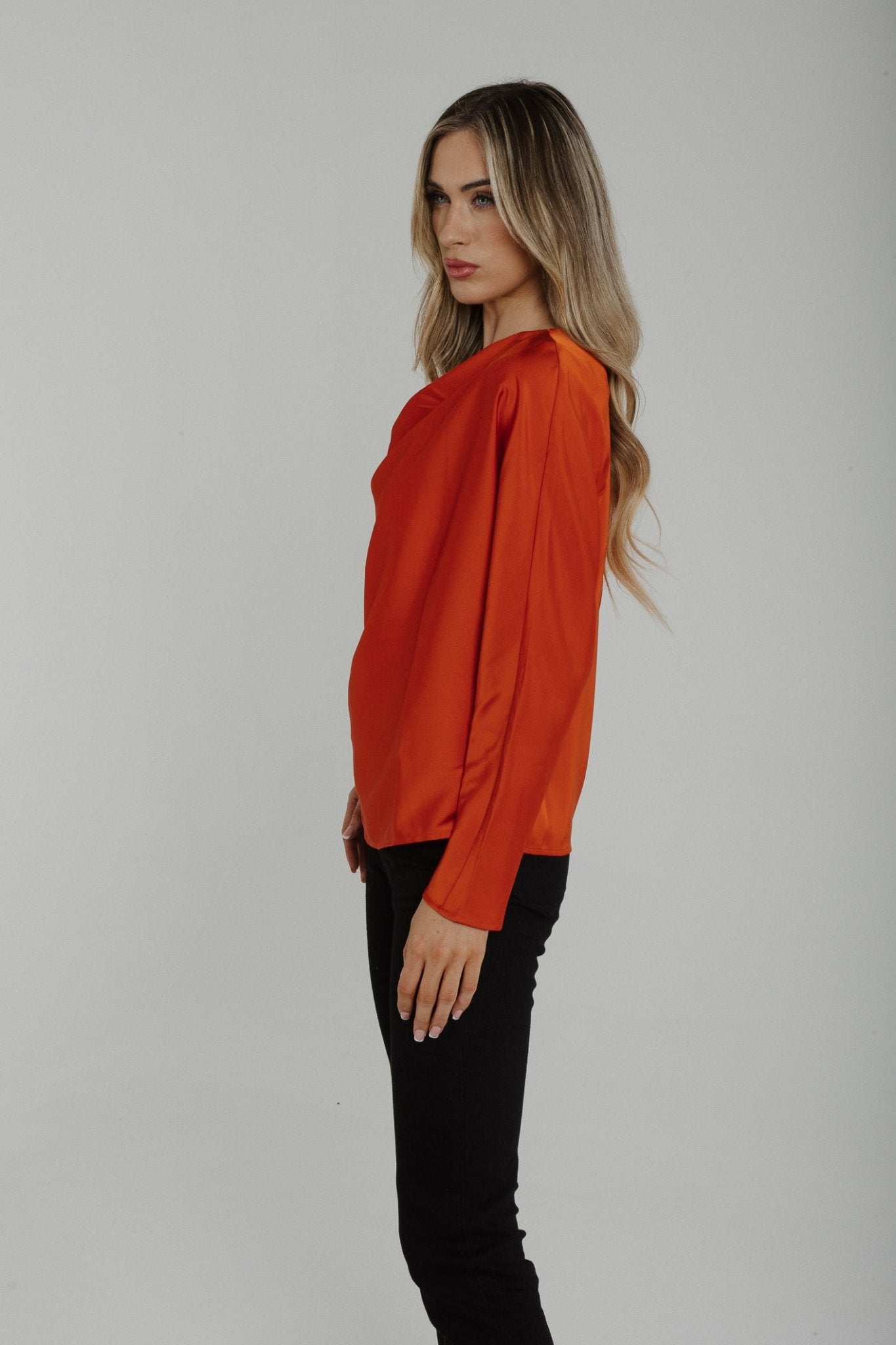 Jasmine Cowl Neck Blouse In Rust - The Walk in Wardrobe