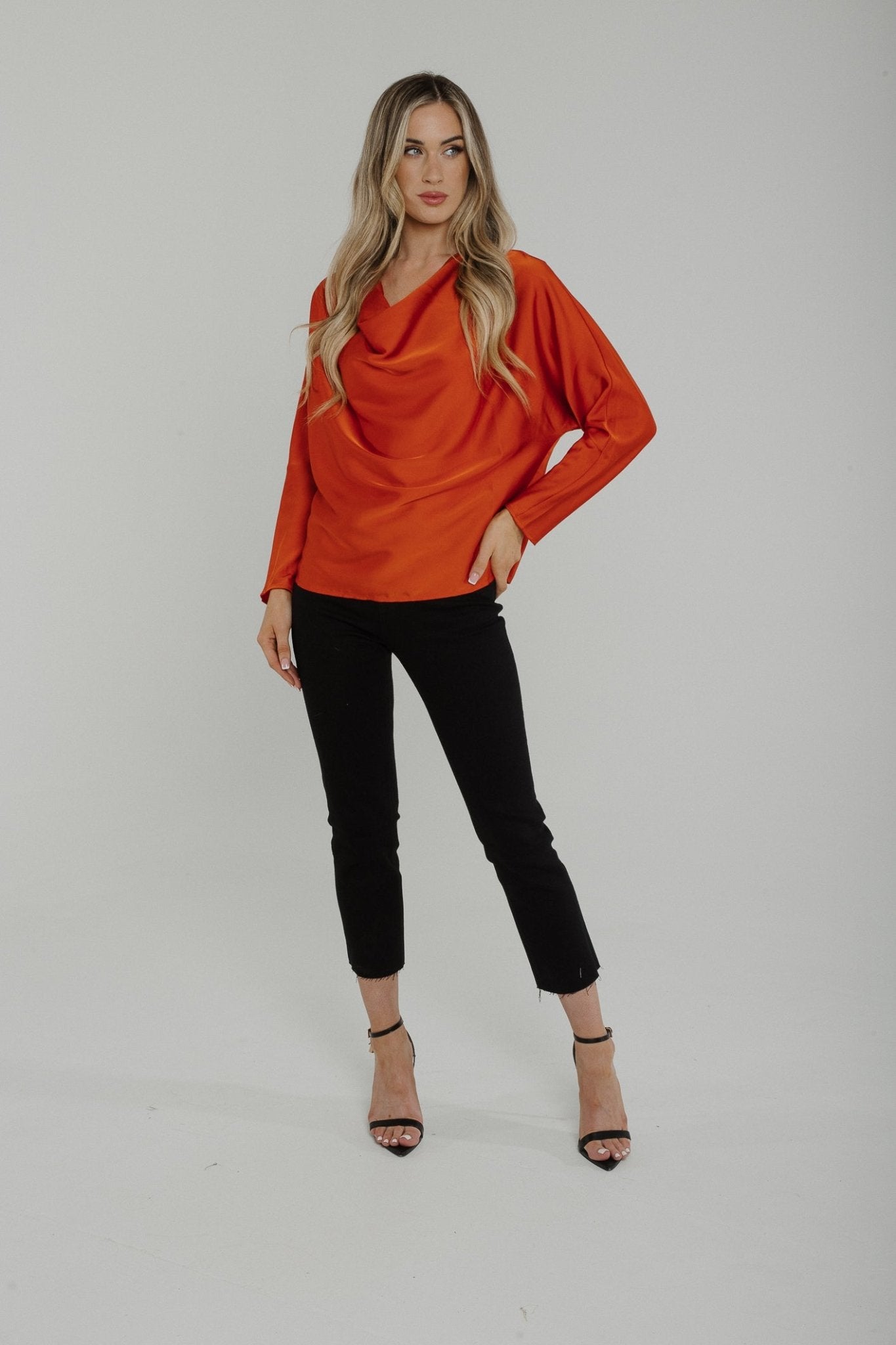 Jasmine Cowl Neck Blouse In Rust - The Walk in Wardrobe