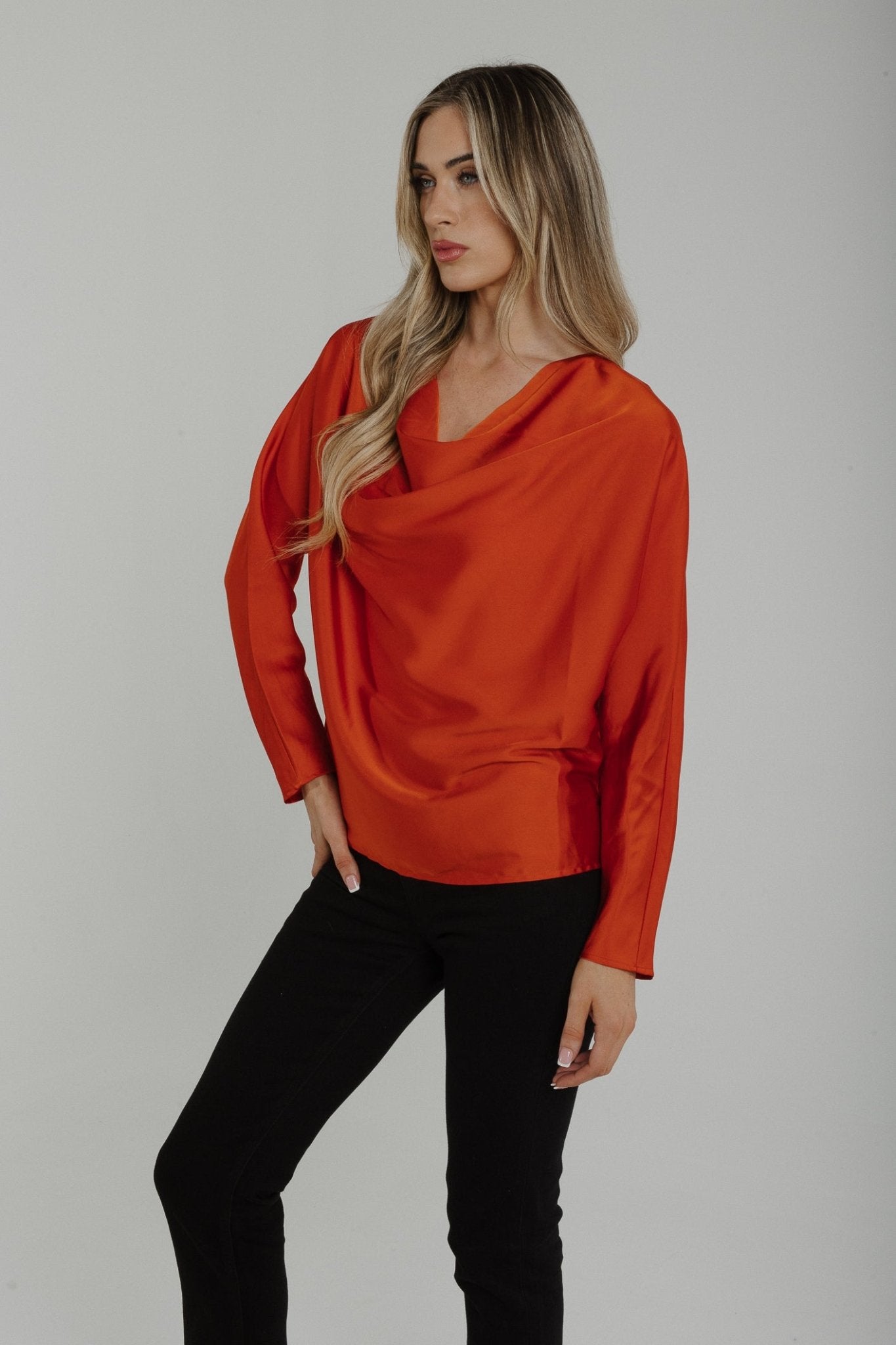 Jasmine Cowl Neck Blouse In Rust - The Walk in Wardrobe