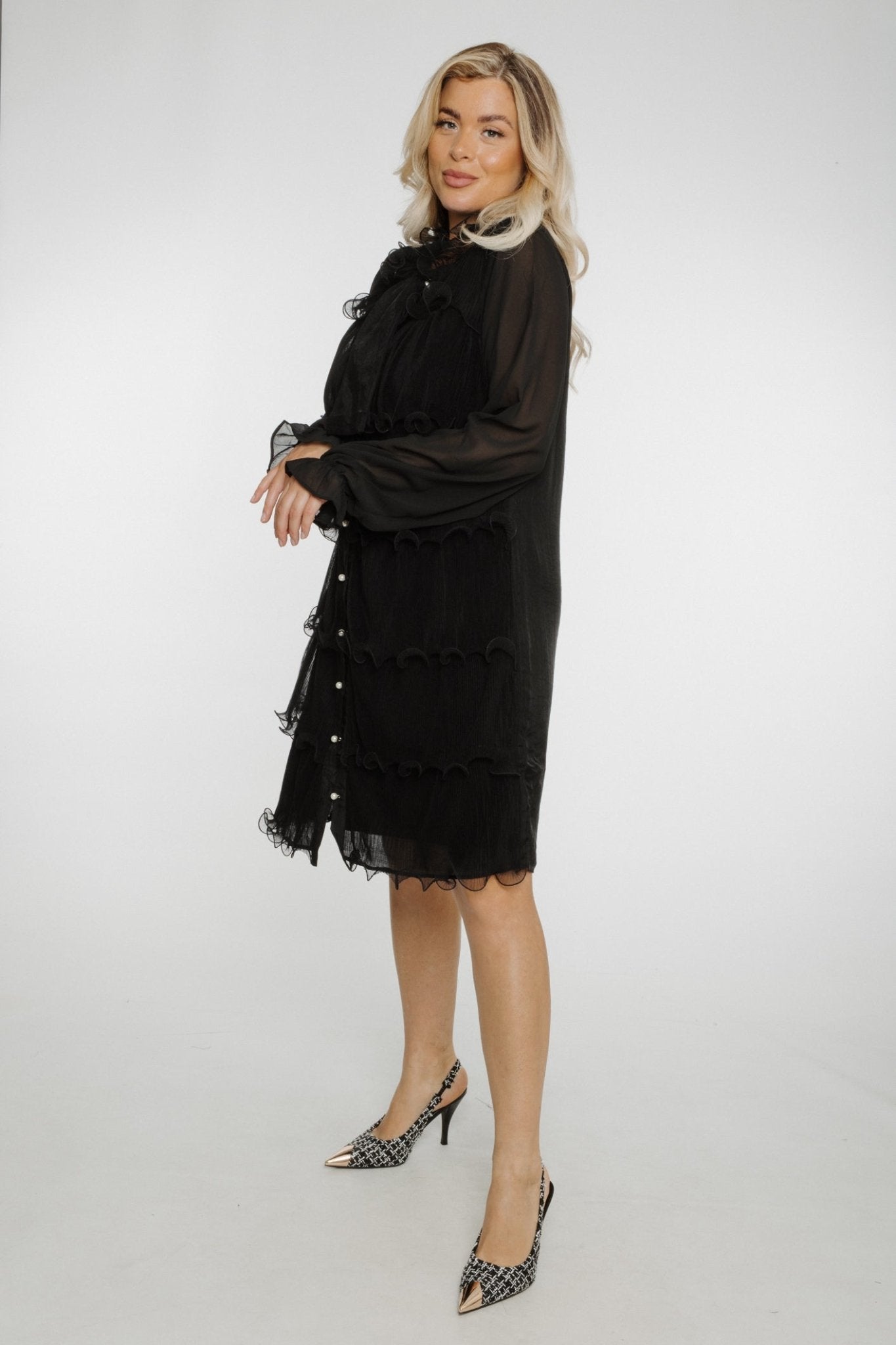 Jasmine Lace Detail Dress In Black - The Walk in Wardrobe