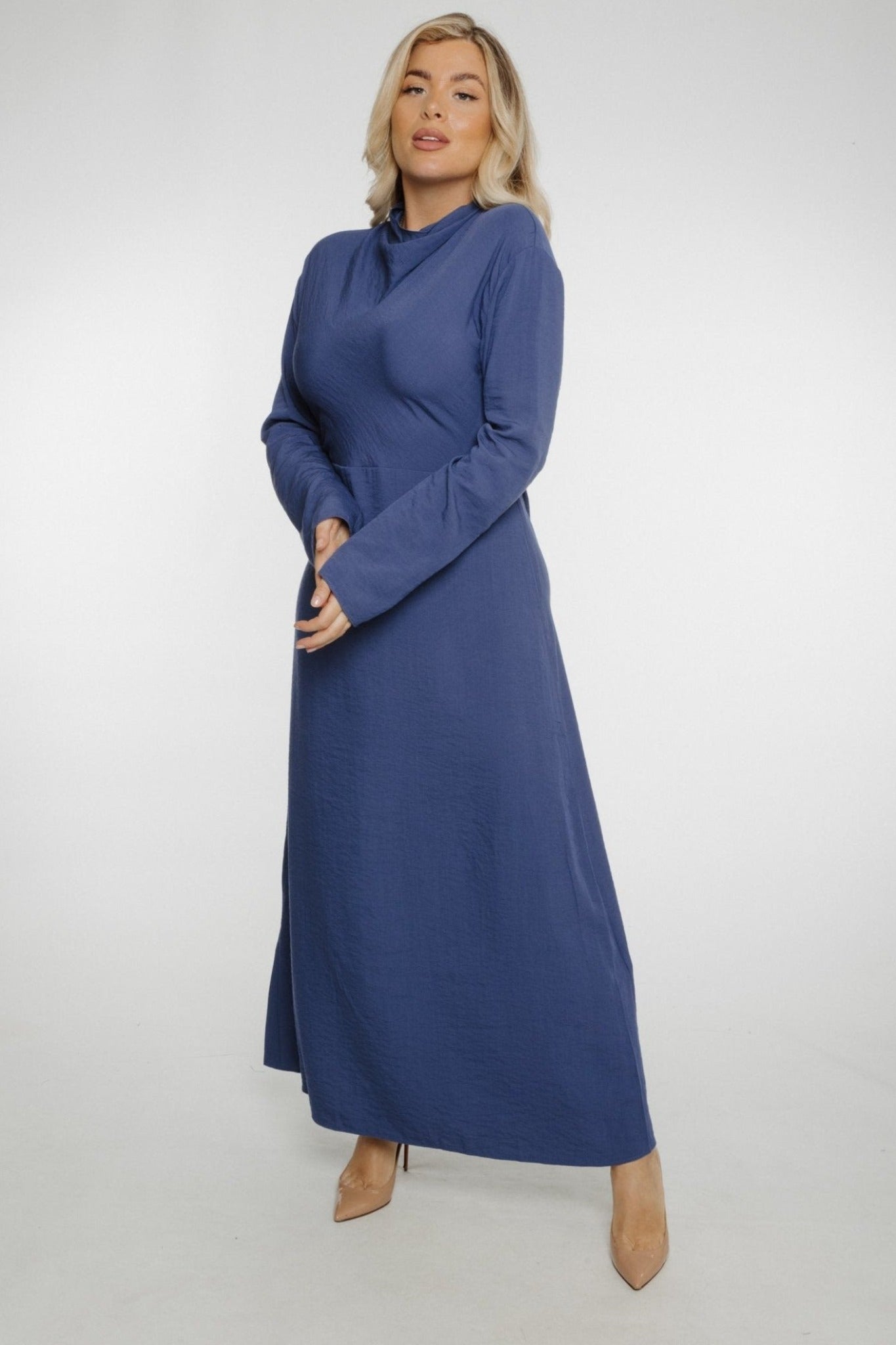 Jasmine Open Back Dress In Blue - The Walk in Wardrobe