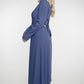 Jasmine Open Back Dress In Blue - The Walk in Wardrobe