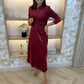 Jasmine Velvet Midi Dress In Red - The Walk in Wardrobe