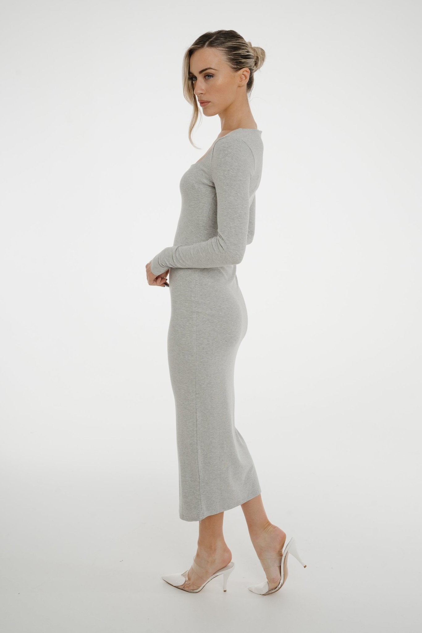 Kate Midi Dress In Grey - The Walk in Wardrobe