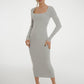 Kate Midi Dress In Grey - The Walk in Wardrobe