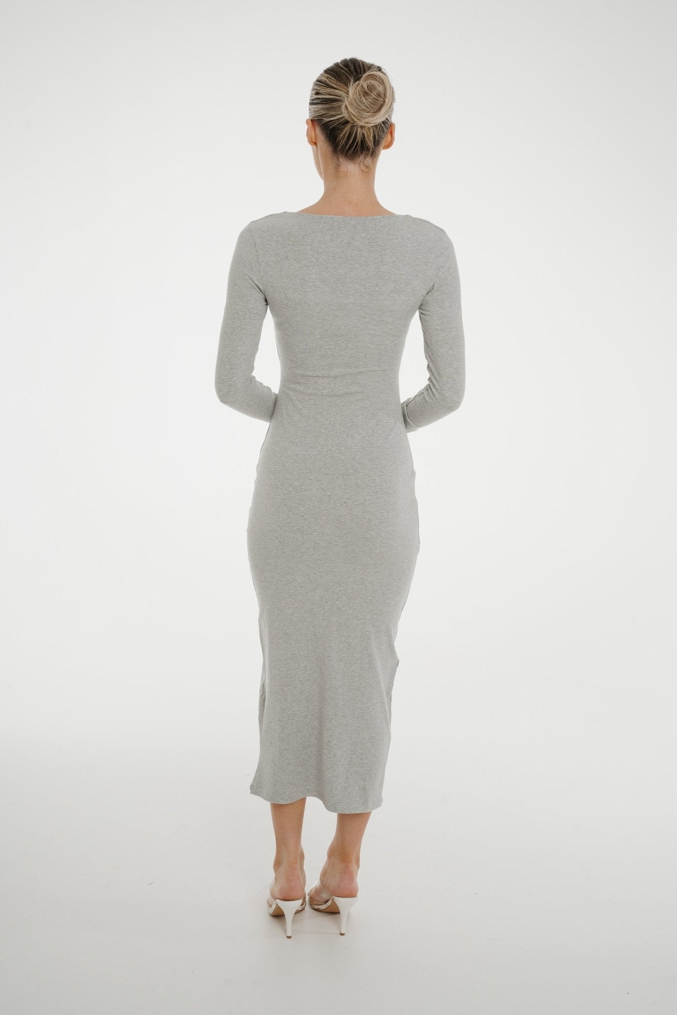 Kate Midi Dress In Grey - The Walk in Wardrobe