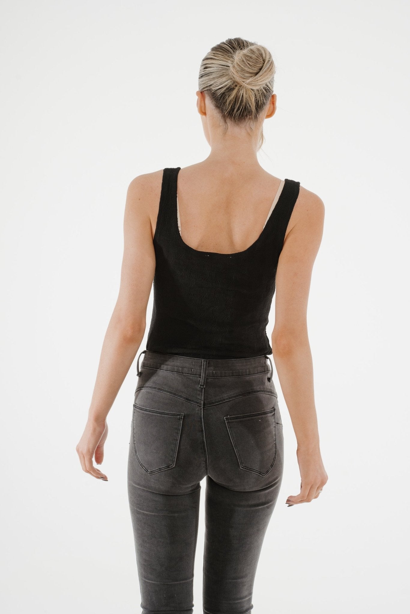 Kate Textured Bodysuit In Black - The Walk in Wardrobe