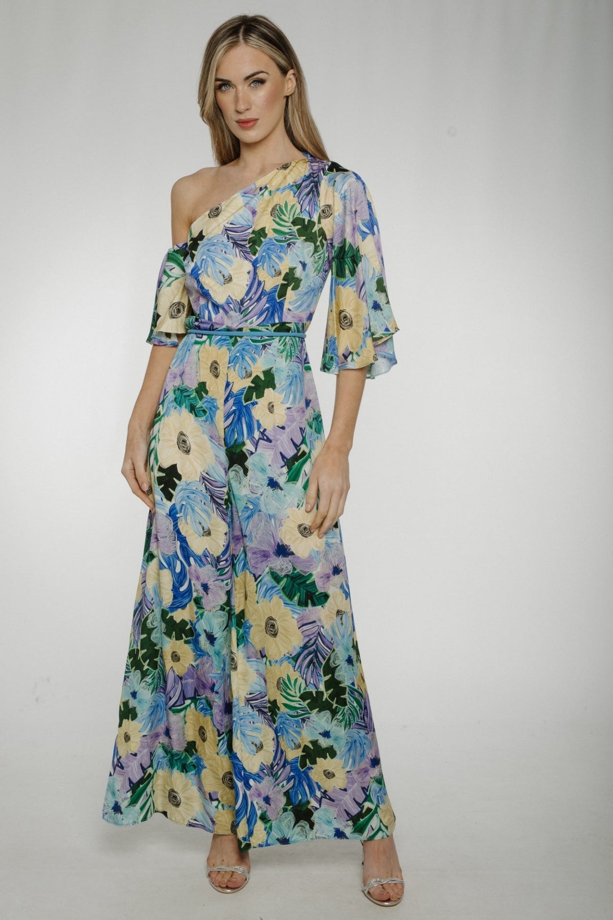 Kayla Floral Jumpsuit In Blue - The Walk in Wardrobe