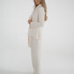 Kayla Fringe Belted Trousers In Cream - The Walk in Wardrobe