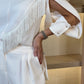 Kayla Fringe Detail Blouse In Cream - The Walk in Wardrobe